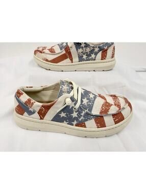 ARIAT WOMEN'S DISTRESSED FLAG PRINT HILO FLX FOAM SLIP-ON CASUAL SHOE 6.5 B